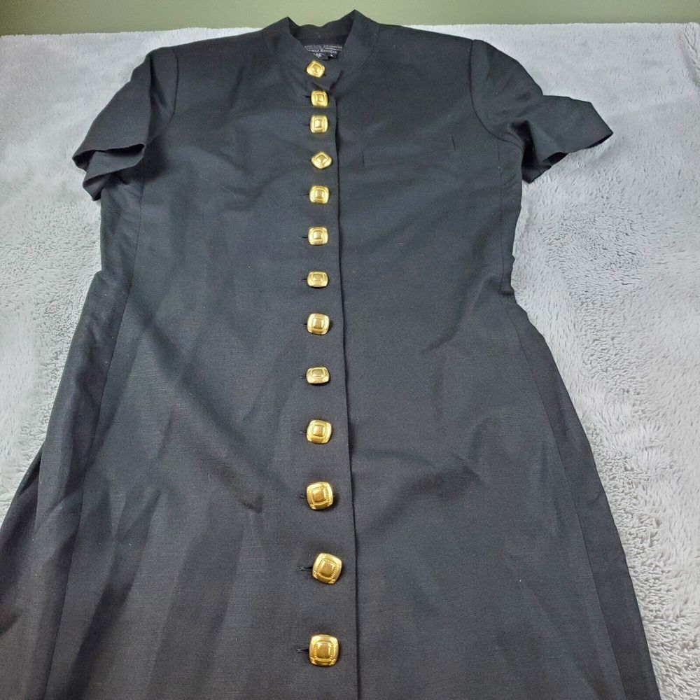 Cynthia Howie Linen Maxi Dress Women 8 Black Short Sleeve Buttons Maggy Boutique